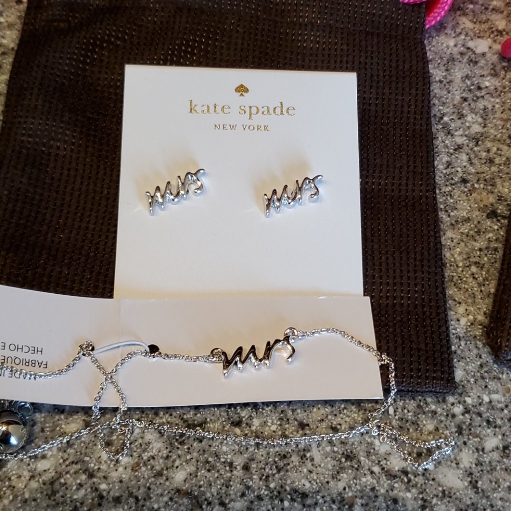 MRS Kate Spade Silver earrings & necklace